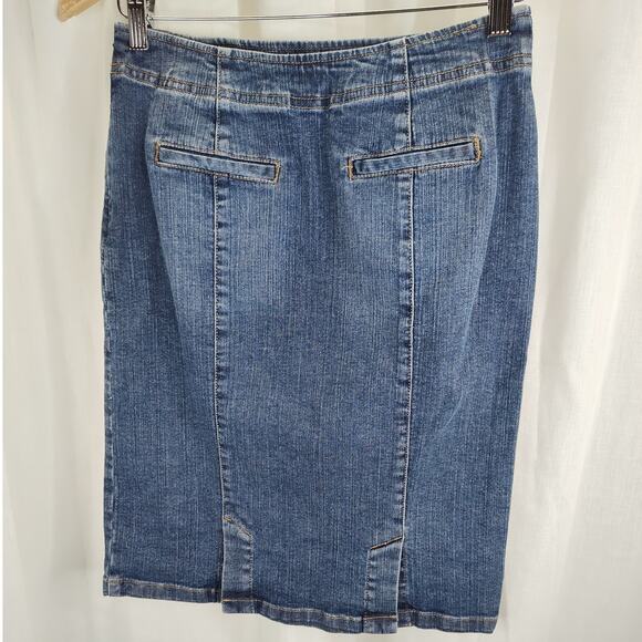 J. Jill Denim Pencil Skirt with Button Front and Double Back Slit, 2P - Picture 5 of 9